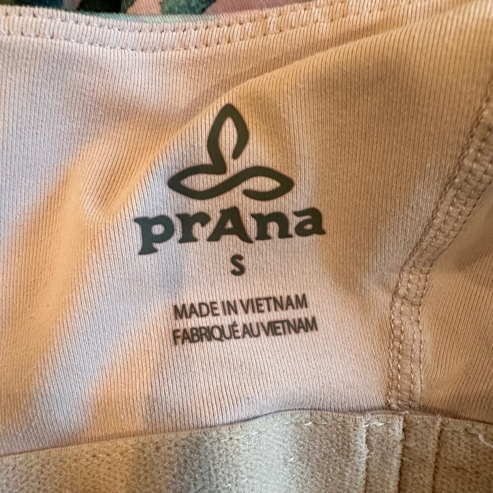 Prana Women's Abstract Pink and Green Tank Top with Built in Bra - Picture 5 of 6
